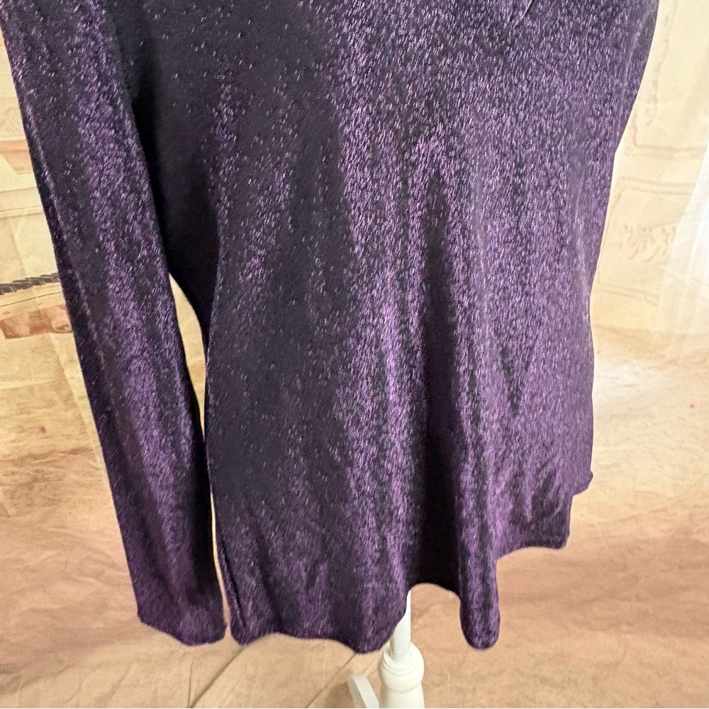 NEW White House Black Market Shimmer Deep Purple Long Sleeve Top - Picture 7 of 10